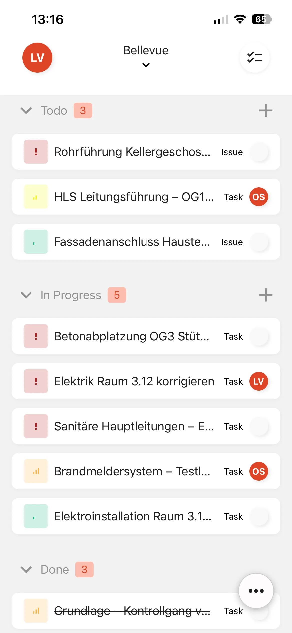 Screenshot of the Topics Kanban board in kontekst